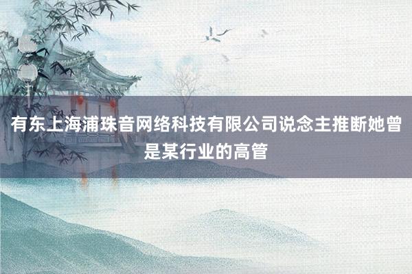 有东上海浦珠音网络科技有限公司说念主推断她曾是某行业的高管