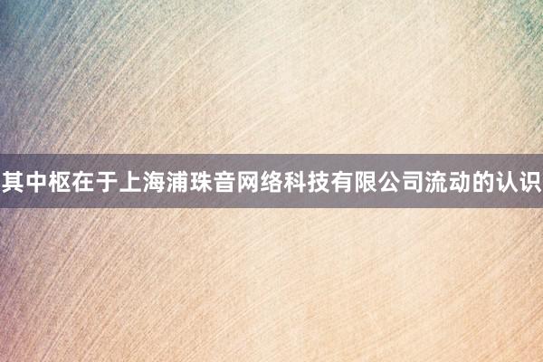 其中枢在于上海浦珠音网络科技有限公司流动的认识
